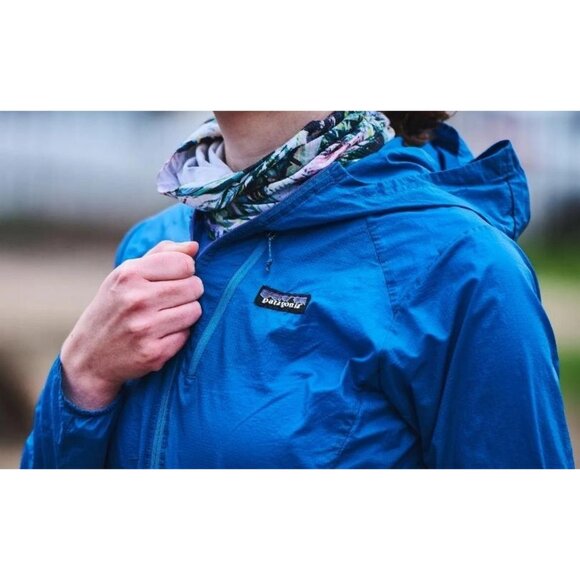 New Patagonia Houdini Vessel Blue Nylon Full Zip Packable Hooded Rain Jacket - Picture 8 of 14